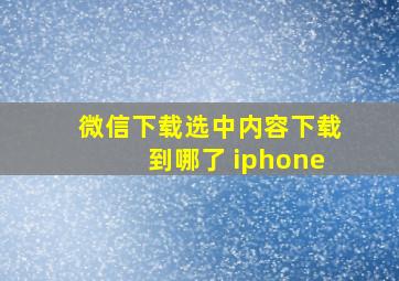 微信下载选中内容下载到哪了 iphone